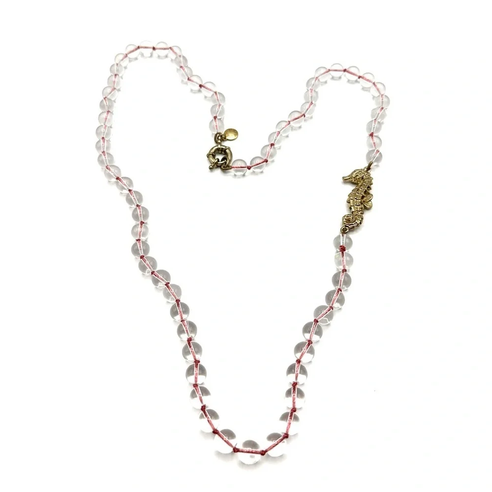 J. Crew Nautical Seahorse Glass‎ Bead Long Charm Necklace